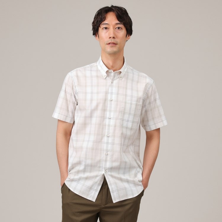 タケオキクチ(TAKEO KIKUCHI)のコットン セルロース チェック 半袖シャツ カジュアルシャツ